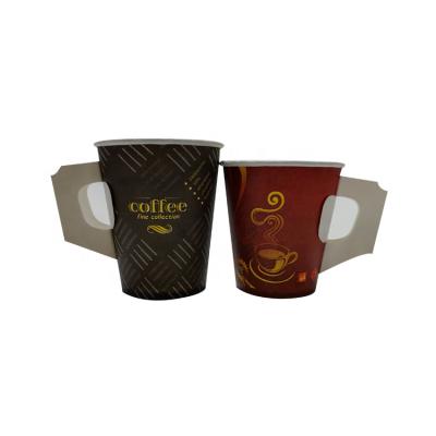 China Disposable/Recyclable/Aseptic Red Paper Coffee Cup With Handle PE Coated Single Wall for sale