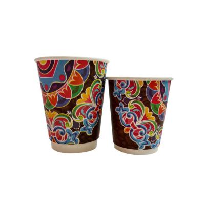 China Double Wall Coffee Paper Cup Custom Logo Black Disposable/Recyclable/Aseptic Branded Disposable With Lid for sale