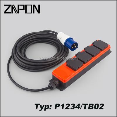 China ZNPON P1234/TB02-E4 IP44 4 Way Industrial UK Extension Lead Socket With ECO Plug for sale