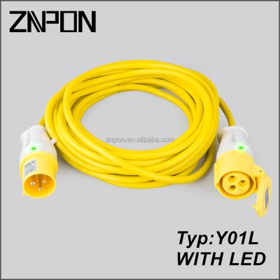 China Industrial Industrial Equipment ZNPON 16A 110V 2P+E Power Extension Cord With Led Light for sale