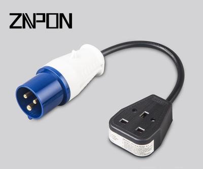 China ZNPON 16A Industrial Plug To 13A UK Plug Fly Lead Converter for sale