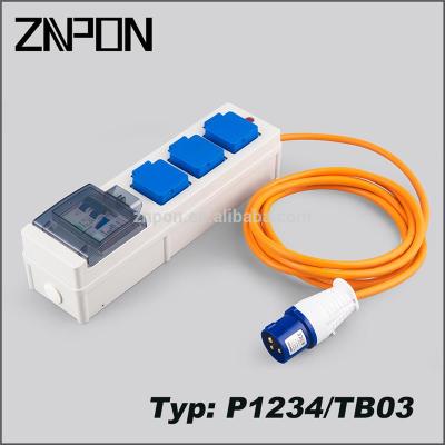 China ZNPON P1234/TB03 13A 250V industrial rcd lead extension cable mobile rcd for sale