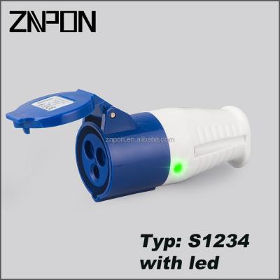 China ZNPON 16A 240V 2P+E Industrial Male And Female S1234 Industrial Plug And Socket With Led for sale