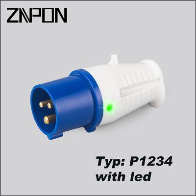 China Splash Proof Industrial Electrical Plug Male Female Connector P1234 With Led for sale