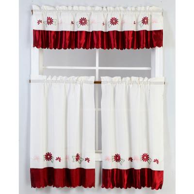 China Other China Made Small Flowers EMB 3 PC Kitchen Curtains Set Window For Sale for sale