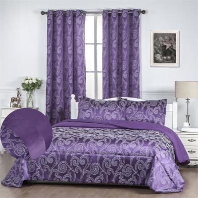 China Modern classic design modern all season crushed jacquard comforter set with natural curtains for home use for sale