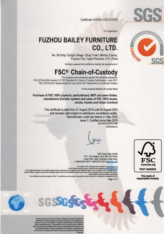 FSC - Fuzhou Bailey Furniture Co., Ltd.