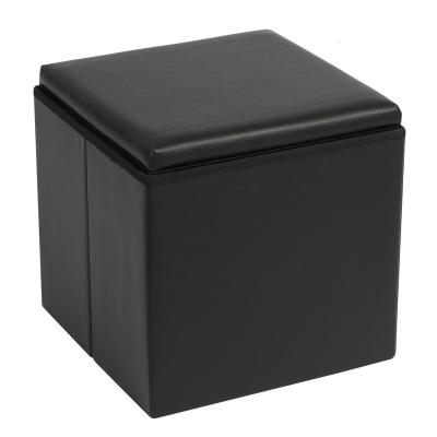 China Bailey Foldable Customized High Quality PU Foldable Ottoman Storage Stool With Tray for sale