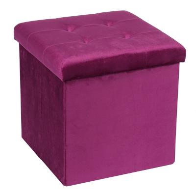 China Bailey Foldable Customized Low Factory Price Furniture Velvet Folded Storage Ottoman Modern Home Foldable Stool for sale