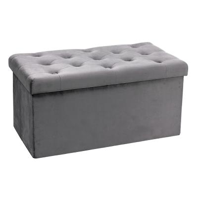 China Design Foldable Velvet Button Bailey Storage Stool Folding Bench for sale