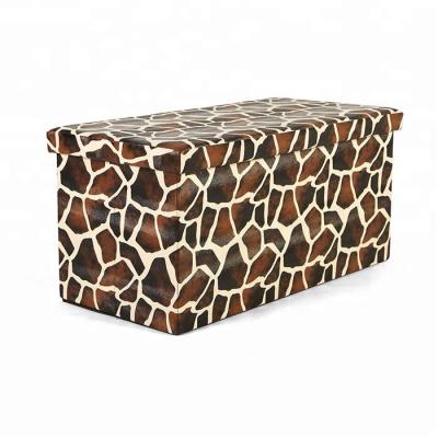 China Collapsible Animal Print Storage Bench Leather Folding Stool for sale