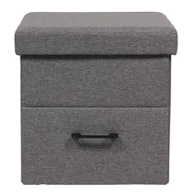 China Bailey Foldable Home Furniture Gray Canvas Folding Stool With Storage Drawer For Clothes for sale