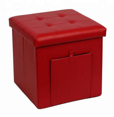 China Bailey Foldable Portable Leather Folding Ottoman Storage Footstool With 4 Points for sale