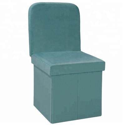 China Foldable Velvet Stool Chair With Foldable Backrest Storage Ottoman for sale