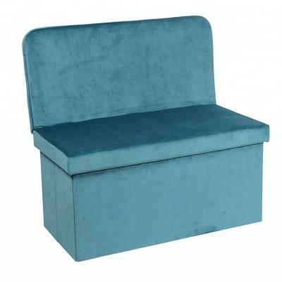 China Silk Folding Storage Bench Collapsible Blue Short Chair With Backrest for sale