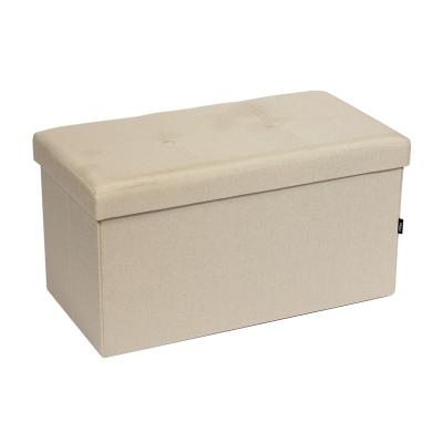 China Folding Bailey Storage Box Stool Living Room Foldable Sofa Stool Canvas Bench With Divide for sale