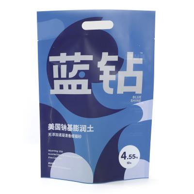 China 10LBS 4.55kgs Large Capacity Recyclable Cat Litter Packaging Bag Hand Hole Stand Up Bag Printed Packaging for sale