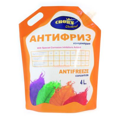 China 4L Barrier Customized Antifreeze Handle Comic Heat Sealable Grocery Triangle Liquid Plastic Bag With Screw for sale