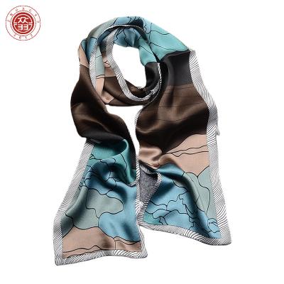 China Four Women's Silk Scarves Double Layers Thin And Long Seasons Women's Silk Scarves Narrow Silk Ties Scarves for sale