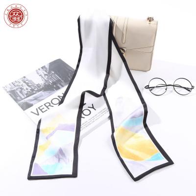 China Zhong Yu Zhong Yu Retro Spring Silk Girls Hair Accessories Fashion Soft Long Satin Hair Tie Scarves Flower Hair Silk Scarf for sale