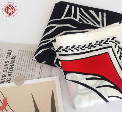 China Zhong Yu Wholesale Nordic four seasons small scarf female Korean fashion abstract silk scarf decoration soft silk scarf for sale