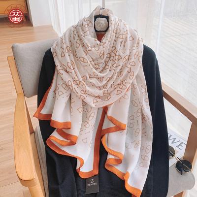 China Wholesale Printed New Zhong Yu Korean Cotton Four Seasons Hot Fashion Custom Canvas Scarf Shawl Middle Length for sale