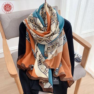 China Four Seasons Zhong Yu Cotton And New Canvas Scarf Air Conditioning Shawl Summer Printing Beach Towel for sale