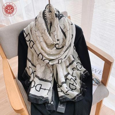 China Zhong Yu Scarf four season outdoor Korean fashion printing silk female cotton warm canvas shawl autumn and winter scarf wholesale for sale