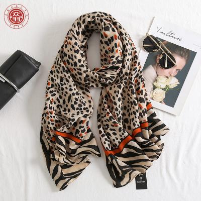 China Zhong Yu Korean Full Leopard Print Four Seasons Cotton Scarf Summer Dual Use Shawl Thin Colored Cloth Air Conditioning Long Dual Use for sale