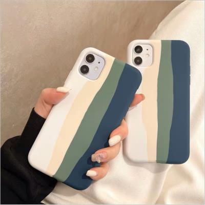 China Fashion Silicone+pc+microfiber Phone Case Colorful Shockproof Liquid Silicone Rainbow Back Cover Phone Case For iPhone 11 Pro Max Case for sale