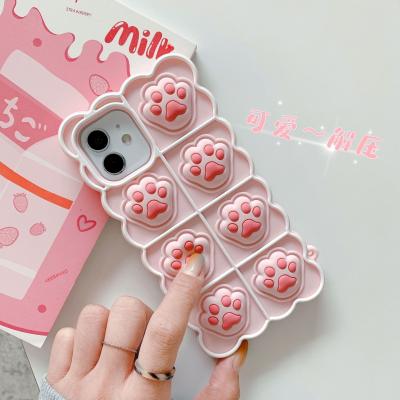 China fidgety person Cat Anti-fall Phone Case for iPhone 12 pro Max Cute Pop Bubble Fidget Toy Silicone Shockproof Protective Case funny for sale