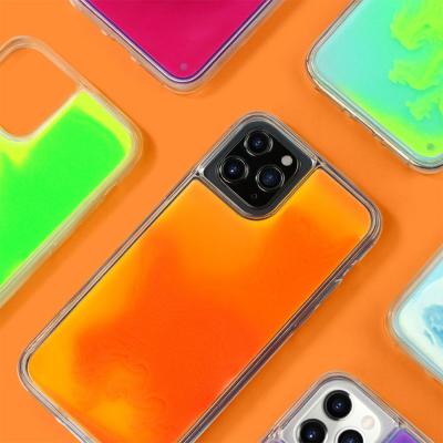 China Anti-drop Liquid Neon Luminous Sand Case Cell Phone Case For iPhone 11 Liquid Quicksand Glitter Phone Cover For iPhone 12 Case for sale