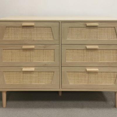 China Modular Factory hot sale supply modern vintage chest cabinet 6 drawers storage cabinet  real rattan furniture  living room dresser for sale