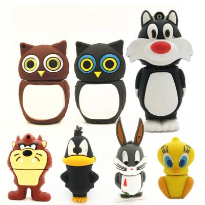 China Silicone Cute Cartoon Animals Usb Reader 32GB 64GB 128GB Rabbit /Owl/Birds/Fox Pattern Cle Usb Sticks 8GB Gift Flash Memory Cards for sale