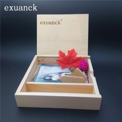 China Exuanck Wood Custom Album Box 3.0 USB 8GB 16GB 32GB 64GB Memory Wooden Sticks Pen Drive For Photography Gift for sale