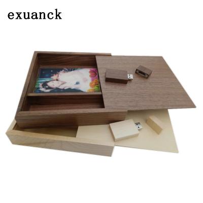 China Exuanck U Wooden Wooden Disk 4GB 8GB 16GB 32GB USB 2.0 Pen Drive Photo Box Custom Engrave Wedding Photography Logo (10 Pcs Free Logo) for sale