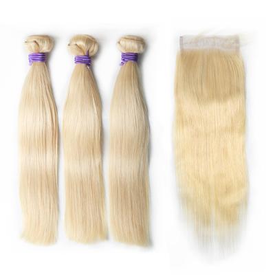 China Natural Hair Extensions & Time-limited 50% Closure OFF 613 Blonde Hair With Closure Peruvian Straight Wave Bundles With Lace Closure Blonde Color for sale