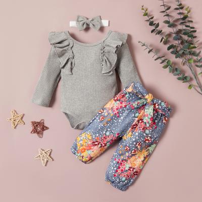 China New Autumn Girls Clothing Sets Long arrived anti-shrink sleeved baby romper with pants baby clothing sets for sale