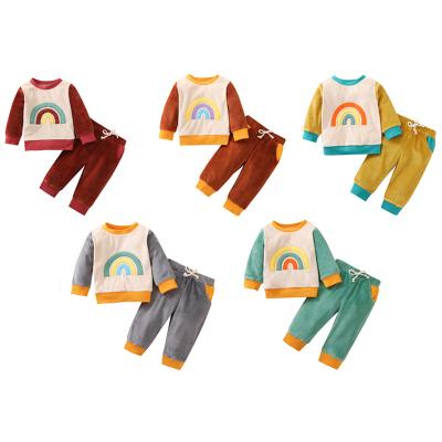 China Warm Sale Winter Anti-Shrink Toddler Kids Velvet Baby Boy Girl Clothes Teams Two-Piece Sets for sale