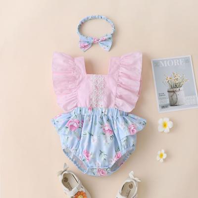 China Summer 100% Baby Romper Baby Clothes Color New Cute Infant Lace Cotton Overalls Pink for sale