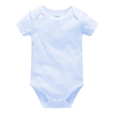 China 100% Newborn Cotton Baby Clothes Summer Baby Rompers Plain Plain Unisex Baby Short Sleeve Baby Rompers for sale