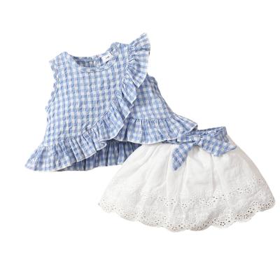 China Baby Toddler Summer Clothes Kids Clothing Set Infant Girl Anti Shrink Sleeveless Lace Dress And Shorts Clothing Set for sale