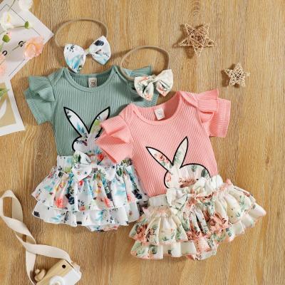 China Easter Day Baby Anti-Shrink Fashion Clothes Sets Short Sleeve Set Kids Boutique Clothes Romper Sets for sale