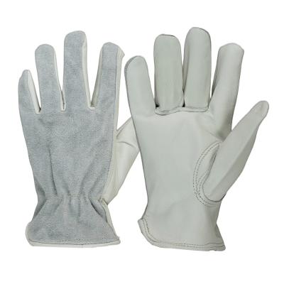 China Goods. Wholesale Protective Construction Industry Rigger White Safety Work Leather Gloves for sale