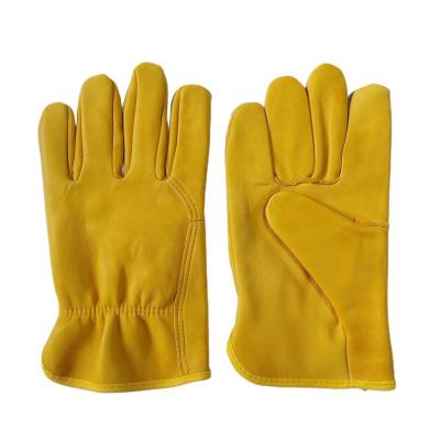 China Goods. Cheap Factory Goatskin Leather Work Gloves Driving Construction Cowhide Industrial Mining Safety Glove For Men for sale