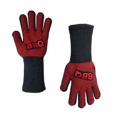 China Kitchen Pad/Microwave/Oven/BBQ/Hot Pot Holder Customized Logo Oven Mitts For Grill Extreme Heat Resistance 800 Degree Outdoor Printed BBQ Gloves For Cooking for sale