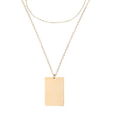 China FASHIONABLE Gold Plated Rectangle Pendant Layered Necklace Sets For Women for sale