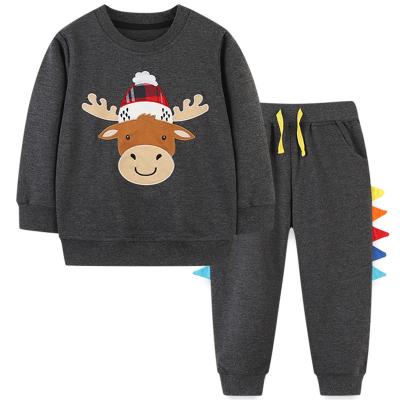 China Children Christmas Casual Cute Boys Causal Sets Xmas Style Print Sweatshirt Set 2 Piece Set Sweater And Pants Boys Clothing for sale