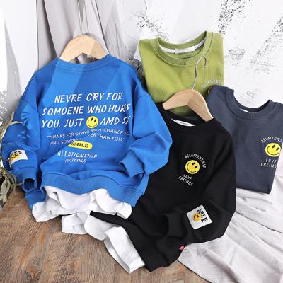 China Hot-sale boys sweatshirt smile face print loose boys printed sweatshirt crewneck sweatshirts for boys for sale