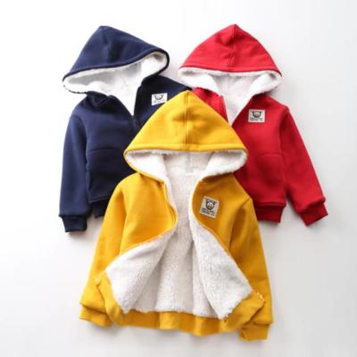 China Boys Regular Winter Jacket Solid Color Warm Cute Cartoon Printing Coat For Kids Loose Sweater With Zipper Kids Winter Coat for sale